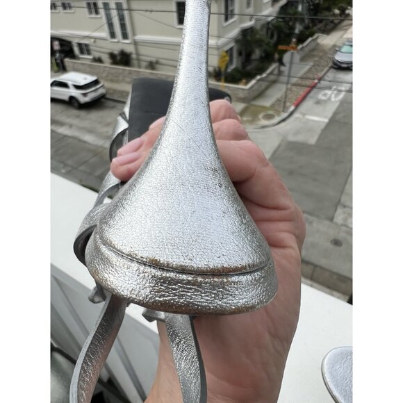Yves St. Laurent Tribute metallic silver platfrom t-strap sandals open toe 39.5 - Picture 16 of 16